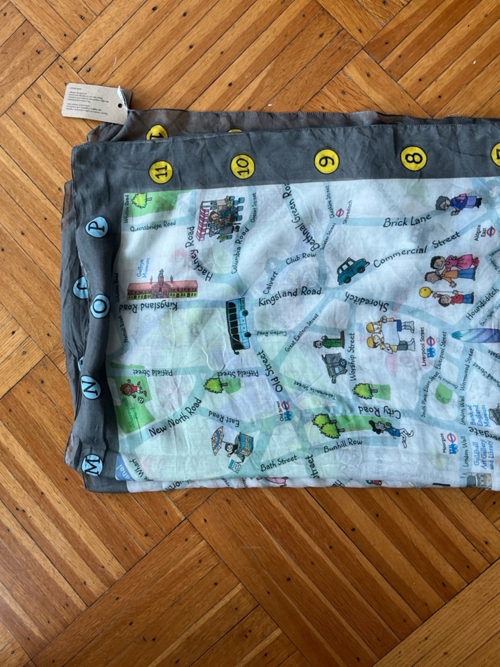 NWT London Map Print Scarf in Gray and Light Blue
